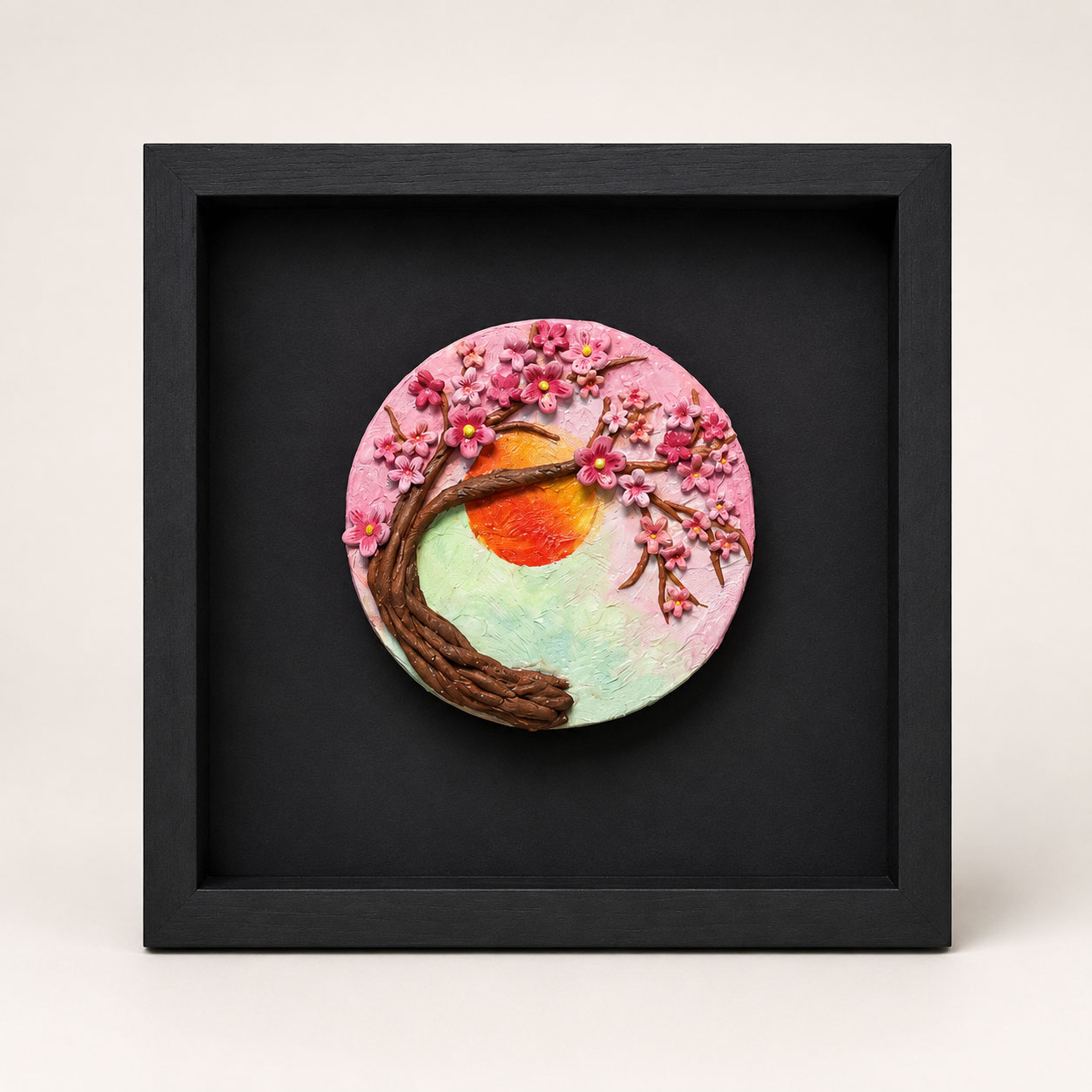 Cherry Blossom Symphony – 3D Clay Relief Art (Clay Art)